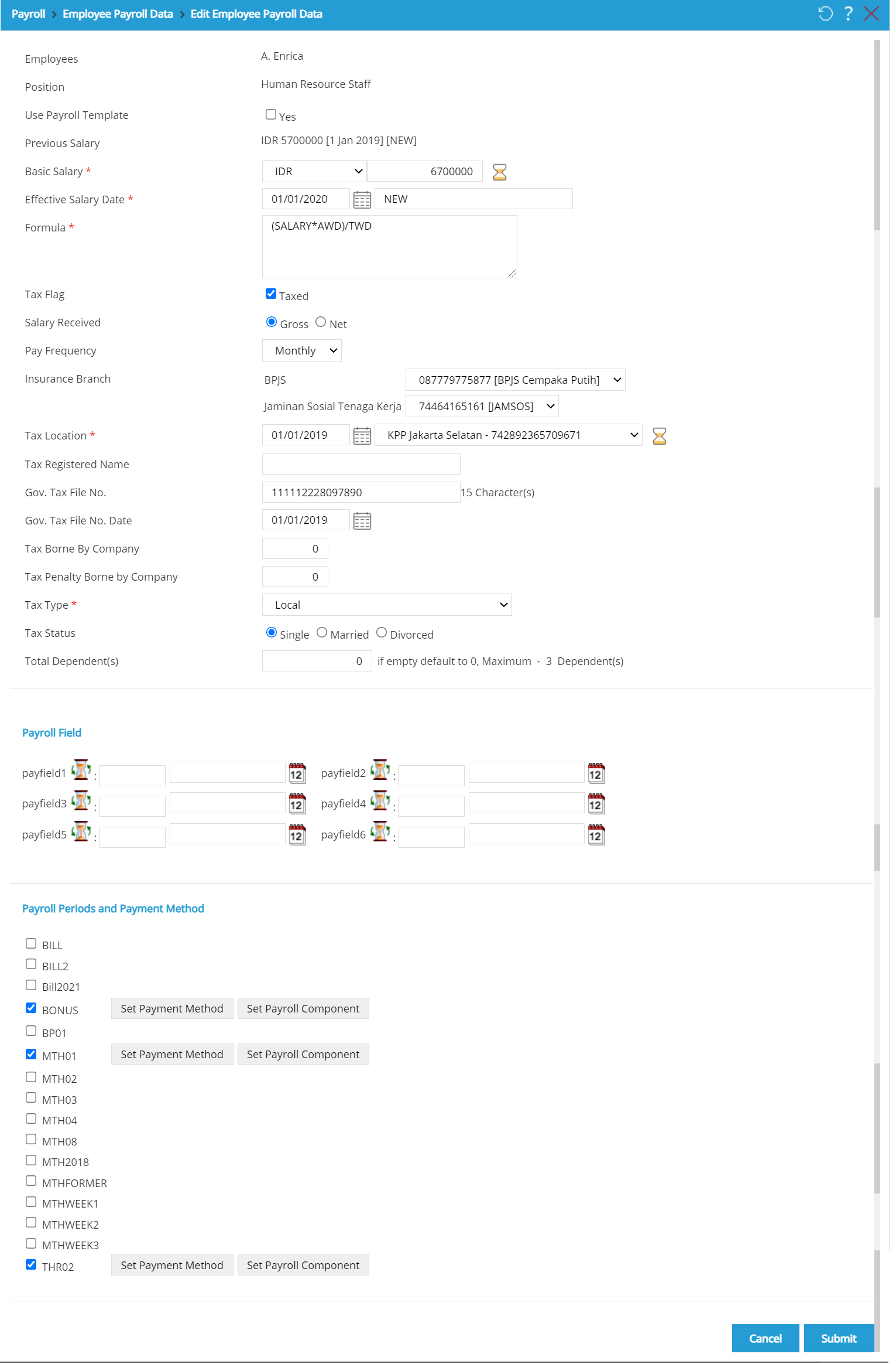 Employee Payroll Data Page